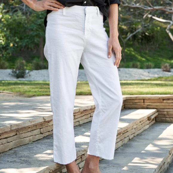 NWOT Frank and Eileen Kinsale Linen Blend High Waisted White Crop Pants Sz 8*K19 - Picture 1 of 6